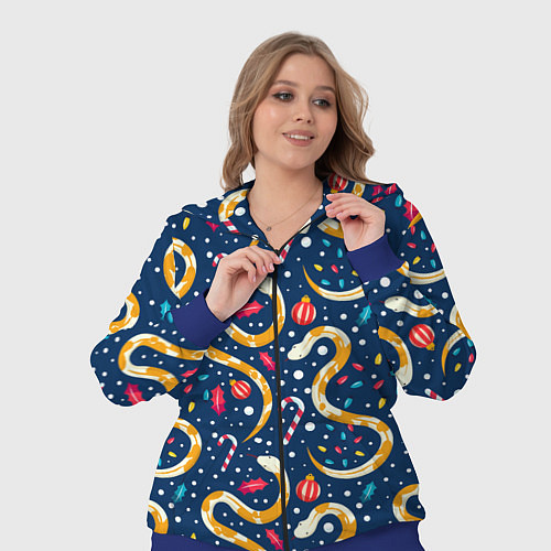 Женский костюм Новогодний паттерн символ года 2025 / 3D-Синий – фото 3