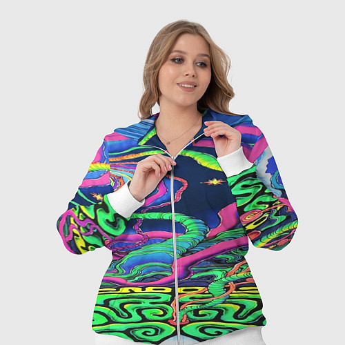 Женский костюм Оптические волны психоделика / 3D-Белый – фото 3