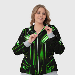 Женский 3D-костюм Green stripes on a black background, цвет: 3D-меланж — фото 2
