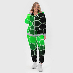 Женский 3D-костюм Белые шестиугольники на чёрно-зелёном фоне, цвет: 3D-меланж — фото 2