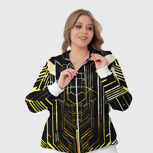 Женский костюм Gold lines on a black background / 3D-Белый – фото 3
