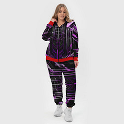 Женский 3D-костюм Purple lines on a black background, цвет: 3D-красный — фото 2