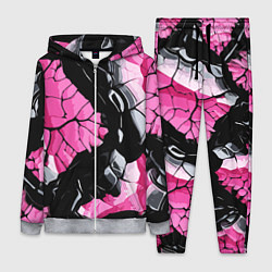 Женский 3D-костюм Чёрные линии на чёрно-розовом фоне, цвет: 3D-меланж