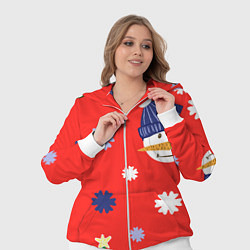 Женский 3D-костюм Новогодний узор со снеговиком и снежинками, цвет: 3D-белый — фото 2