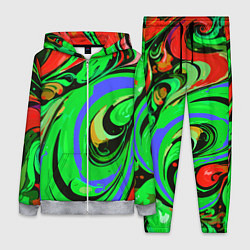 Женский 3D-костюм Красно-зелёный узор, цвет: 3D-меланж