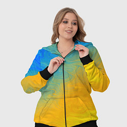 Женский 3D-костюм Желто голубой градиент, цвет: 3D-черный — фото 2