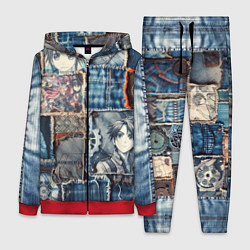 Женский костюм Аниме пэчворк деним