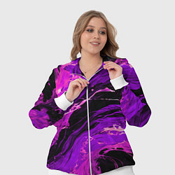 Женский 3D-костюм Фиолетовые брызги на чёрном фоне, цвет: 3D-белый — фото 2