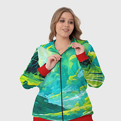 Женский 3D-костюм Зелёная кислотная абстракция, цвет: 3D-красный — фото 2