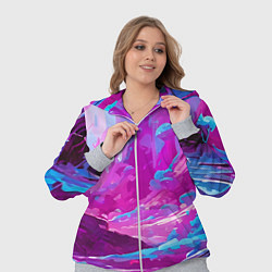 Женский 3D-костюм Фиолетовая кислотная абстракция, цвет: 3D-меланж — фото 2