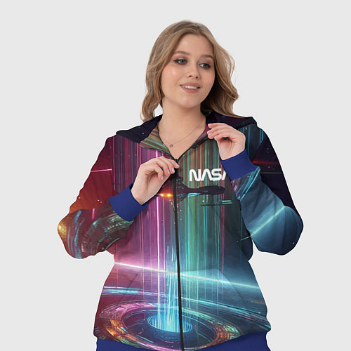 Женский костюм Spaceship in the neon cosmos - nasa / 3D-Синий – фото 3