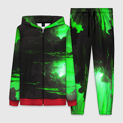 Женский 3D-костюм Кислотный зелёный закат, цвет: 3D-красный