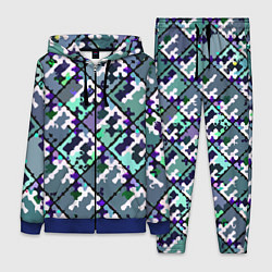 Женский 3D-костюм Бирюзовый абстрактный паттерн, цвет: 3D-синий