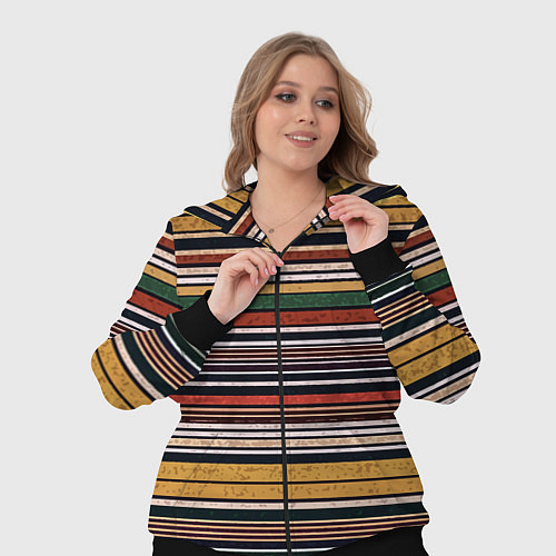 Женский костюм Жёлто-зелёный текстурные полосы / 3D-Черный – фото 3