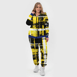 Женский 3D-костюм Жёлто-белый гранж на чёрном фоне, цвет: 3D-синий — фото 2