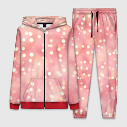 Женский 3D-костюм Сияние праздничных огоньков на розовом фоне, цвет: 3D-красный