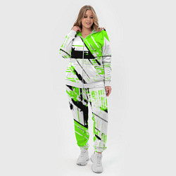 Женский 3D-костюм Diagonal black and green stripes on a white backgr, цвет: 3D-белый — фото 2