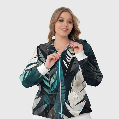 Женский костюм Перья и листья / 3D-Белый – фото 3