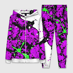 Женский 3D-костюм Зелёно-розовая абстракция на белом фоне, цвет: 3D-белый
