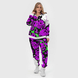 Женский 3D-костюм Зелёно-розовая абстракция на белом фоне, цвет: 3D-белый — фото 2