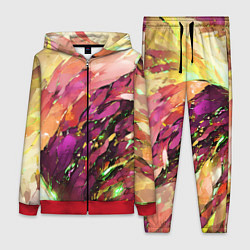 Женский 3D-костюм Красно-жёлтая абстракция, цвет: 3D-красный
