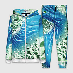 Женский 3D-костюм Берег и синие волны, цвет: 3D-белый