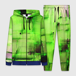 Женский 3D-костюм Чёрные пятна на зелёном фоне абстракция, цвет: 3D-синий