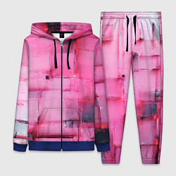 Женский 3D-костюм Чёрные пятна на розовом фоне абстракция, цвет: 3D-синий