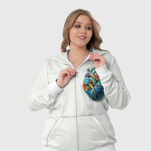 Женский костюм Металлическое сердце кораллы и цветы / 3D-Белый – фото 3