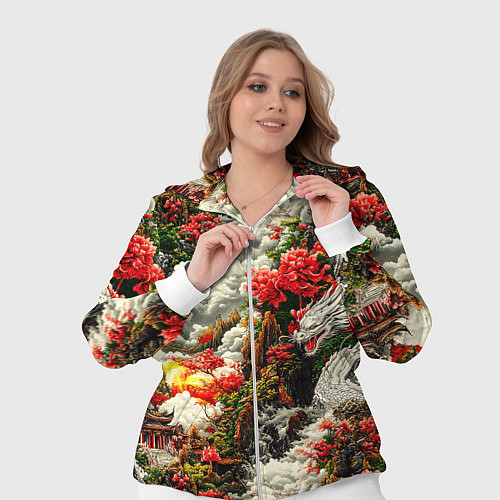 Женский костюм Дракон в небесном храме - нейросеть / 3D-Белый – фото 3