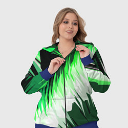 Женский 3D-костюм Зелёно-белая абстракция на чёрном фоне, цвет: 3D-синий — фото 2
