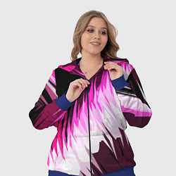 Женский 3D-костюм Бело-розовые острые полосы на чёрном фоне, цвет: 3D-синий — фото 2