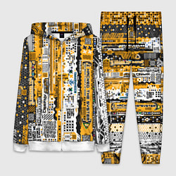 Женский 3D-костюм Cyberpunk pattern yellow, цвет: 3D-белый
