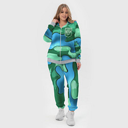 Женский 3D-костюм Зелено-голубой камуфляж и герб РФ, цвет: 3D-меланж — фото 2