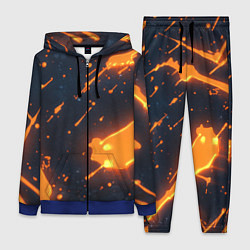 Женский 3D-костюм Оранжевая краска в движении, цвет: 3D-синий