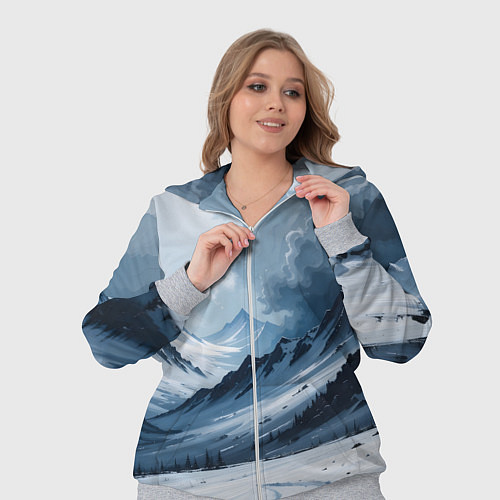 Женский костюм Зимний горный пейзаж маслом / 3D-Меланж – фото 3