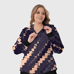 Женский 3D-костюм Фиолетовый с бежевым искажённые полосы, цвет: 3D-черный — фото 2