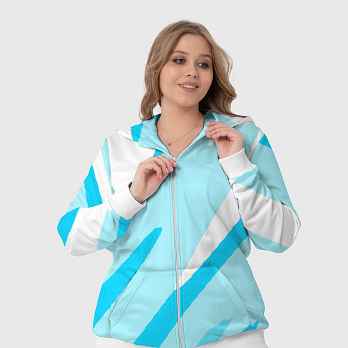 Женский костюм Белый с голубым абстракция / 3D-Белый – фото 3