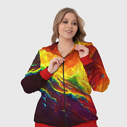 Женский 3D-костюм Абстрактные волны с огнем, цвет: 3D-красный — фото 2