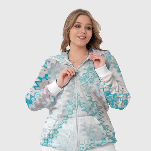 Женский костюм Серо-бирюзовый абстрактный / 3D-Белый – фото 3