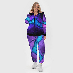 Женский 3D-костюм Синяя звездная полоса в плите текстура, цвет: 3D-черный — фото 2