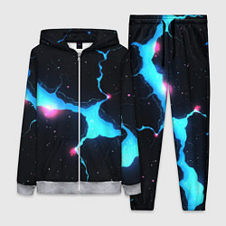 Женский 3D-костюм Голубой разлом в черной текстуре, цвет: 3D-меланж