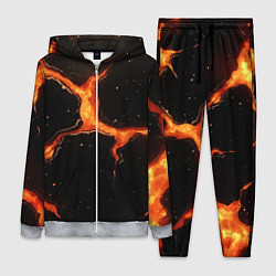 Женский 3D-костюм Оранжевый разлом на черной текстуре, цвет: 3D-меланж