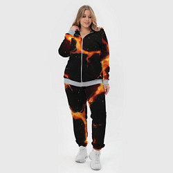 Женский 3D-костюм Оранжевый разлом на черной текстуре, цвет: 3D-меланж — фото 2