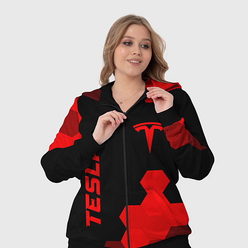 Женский костюм Tesla - red gradient вертикально / 3D-Черный – фото 3