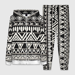 Женский 3D-костюм Черно белый орнамент в этническом стиле, цвет: 3D-белый