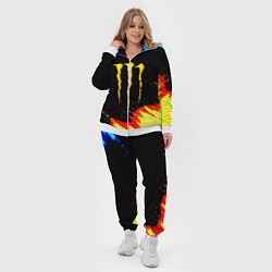 Женский 3D-костюм Monster energy огненные краски, цвет: 3D-белый — фото 2