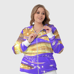 Женский 3D-костюм Фиолетово-золотая жидкая текстура, цвет: 3D-белый — фото 2