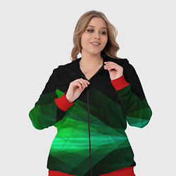 Женский 3D-костюм Неоновая зеленая абстракция на черном фоне, цвет: 3D-красный — фото 2