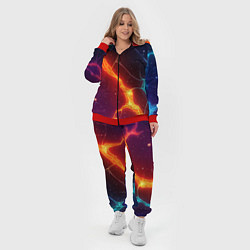 Женский 3D-костюм Сине-оранжевые молнии текстура, цвет: 3D-красный — фото 2